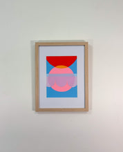 Load image into Gallery viewer, Framed abstract artwork with geometric shapes on a white wall
