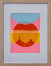 Load image into Gallery viewer, Framed abstract artwork with colorful geometric shapes 
